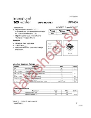 IRF7458 datasheet  